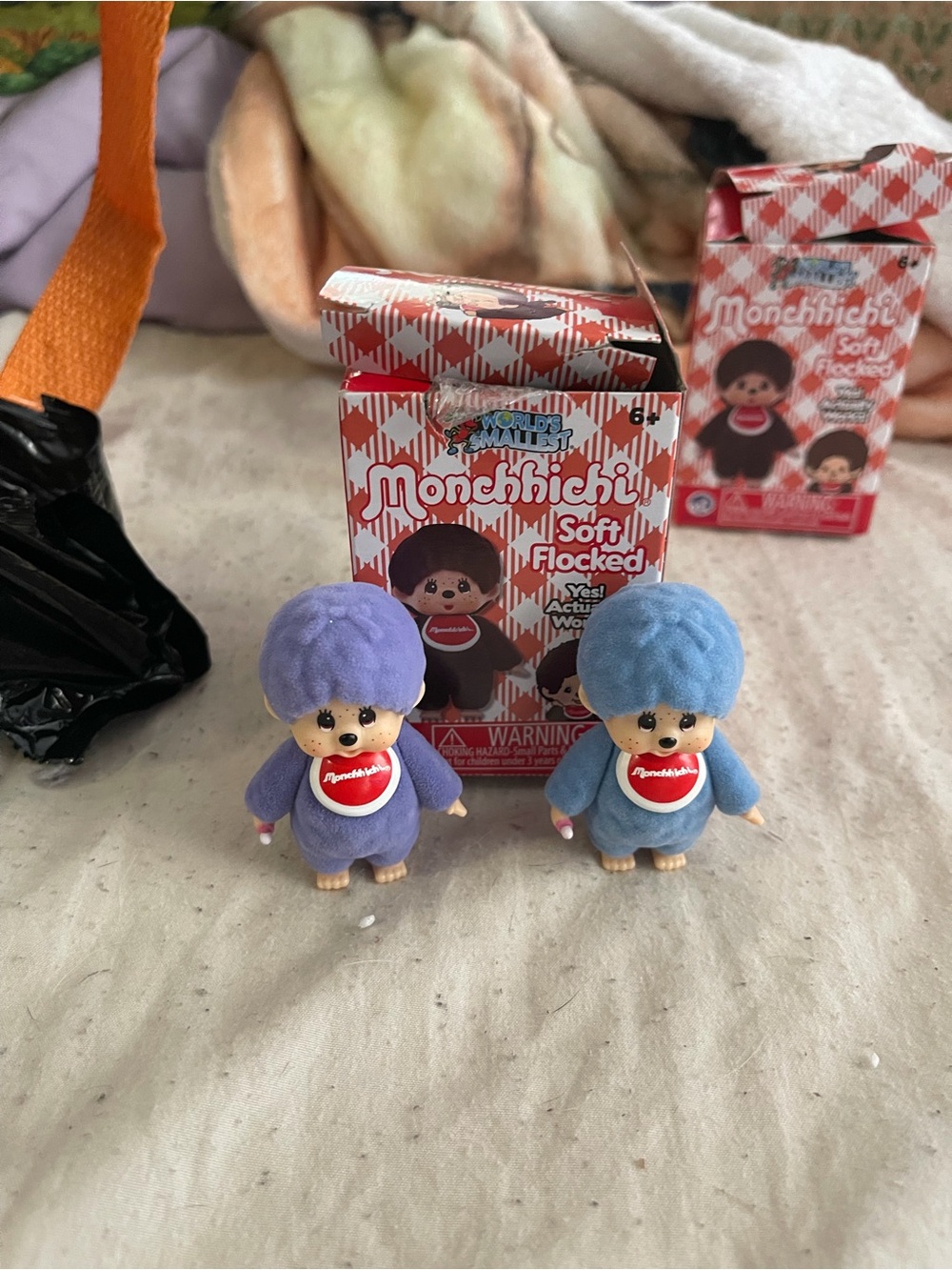 Monchhichi Flocked Figures - Purple & Light Blue (Set of 2)
